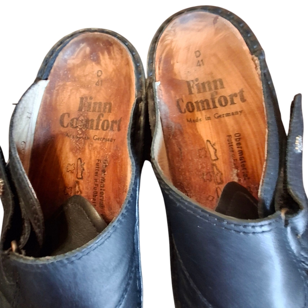 Finn Comfort Aussee Black Leather Slip-On Mule Clog Shoe  Women Size 41EU / 10US - Picture 2 of 16